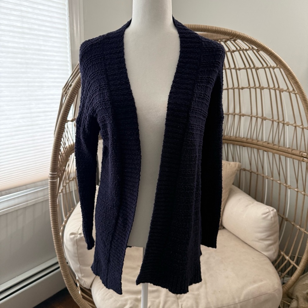 C&C California Navy Open Front Cotton Knit Cardigan Sweater‎ XS